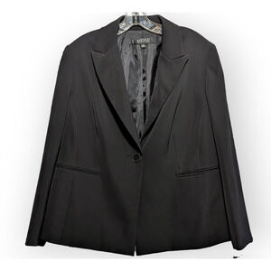 Kasper Woman One Button Black Thin Pinstripe Professional Blazer Suit Jacket 14W